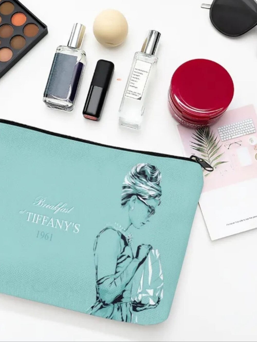 Breakfast at Tiffany's Inspired Teal Cosmetic Pouch - Picture 3 of 3
